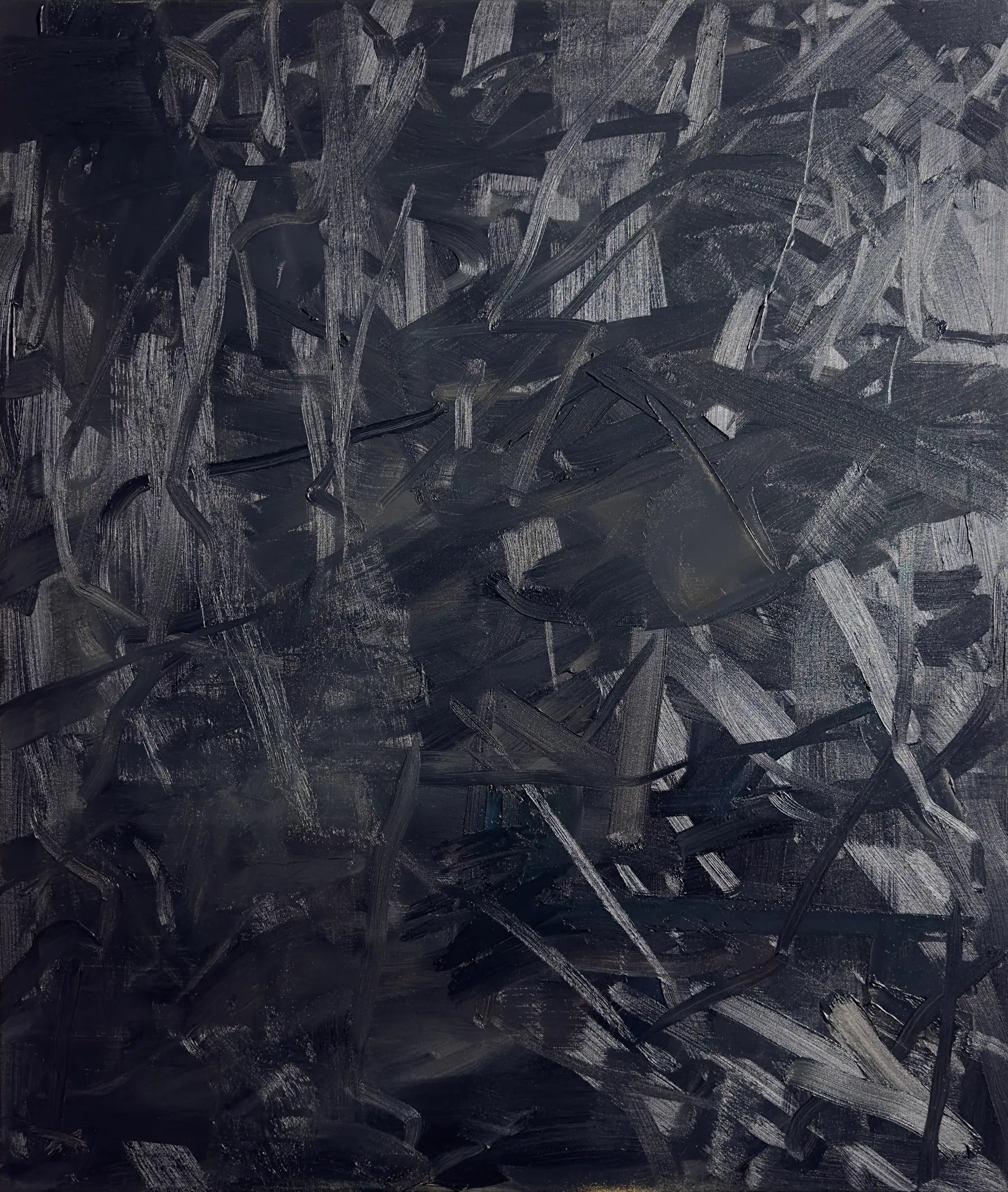 Dark grey canvas covered in criss-crossing strokes